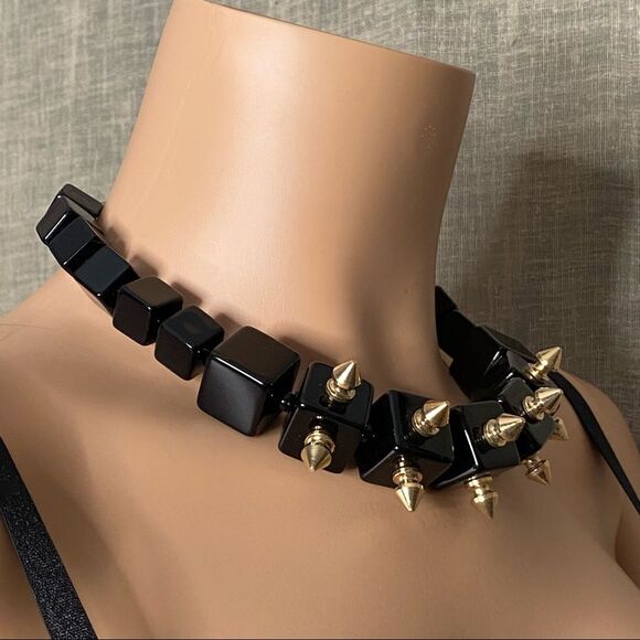 Diana Broussard IGGY Spiked Cube Abstract Necklace - Picture 3 of 3